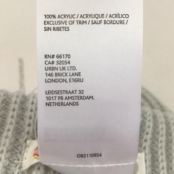 ANTHROPOLOGIE Beanie Hat Wellness Club Daily Practice Gray Embroidered Ribbed - Picture 11 of 13